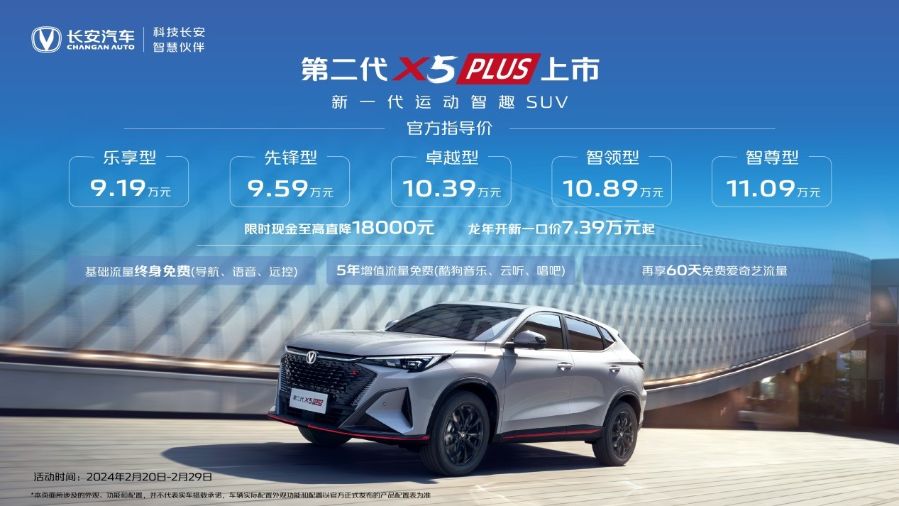 長(zhǎng)安第二代X5 PLUS/X7 PLUS上市 限時(shí)優(yōu)惠價(jià)僅7.39萬起